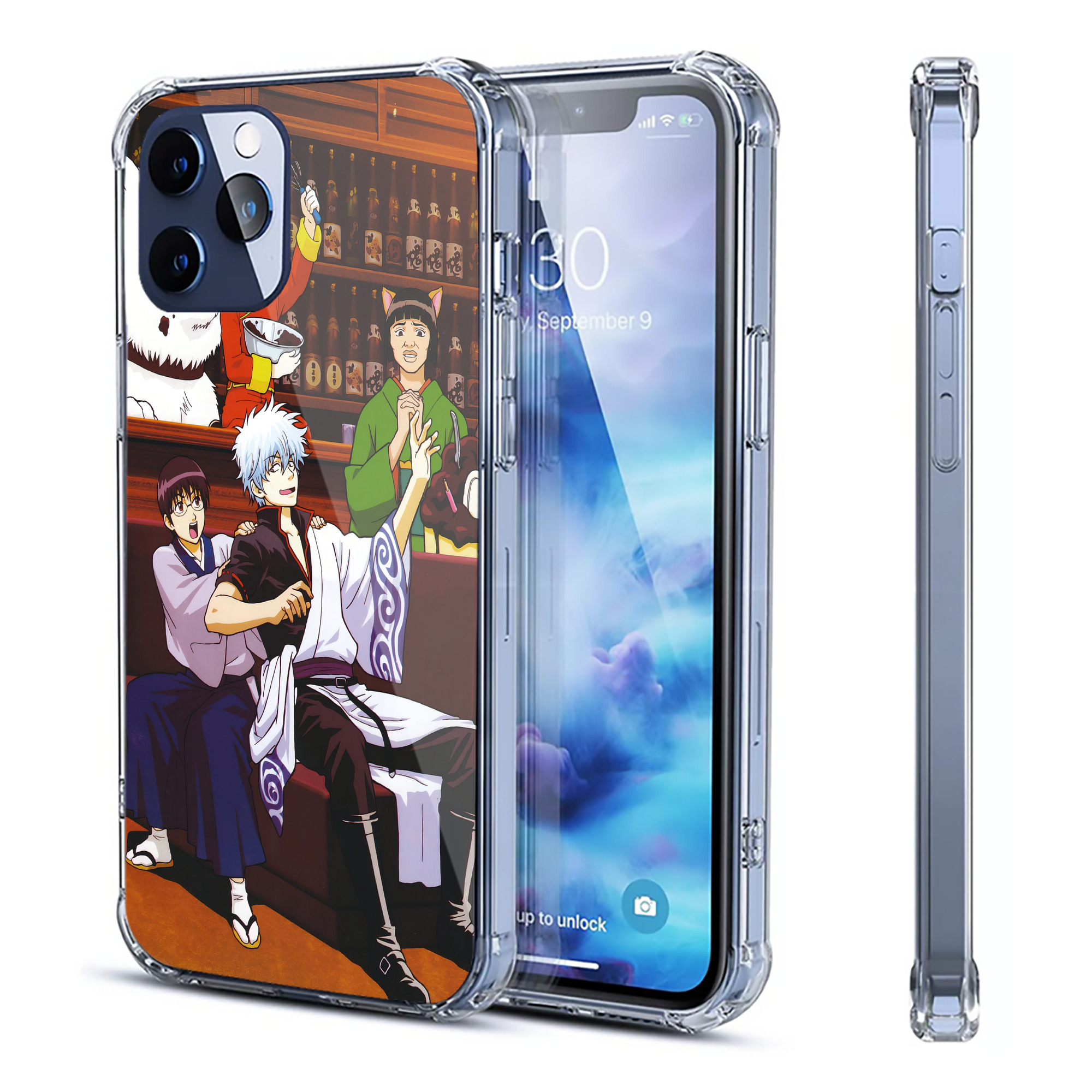 （画像用） ぎんたま 坂田銀時（さかたぎんとき） 神楽 志村新八（しむら しんぱち） GINTAMA Sakata Gintoki Kagura Shimura Shinpachi 【iPhone 12シリーズ対応】透明スマホケース（クリアソフトケース）